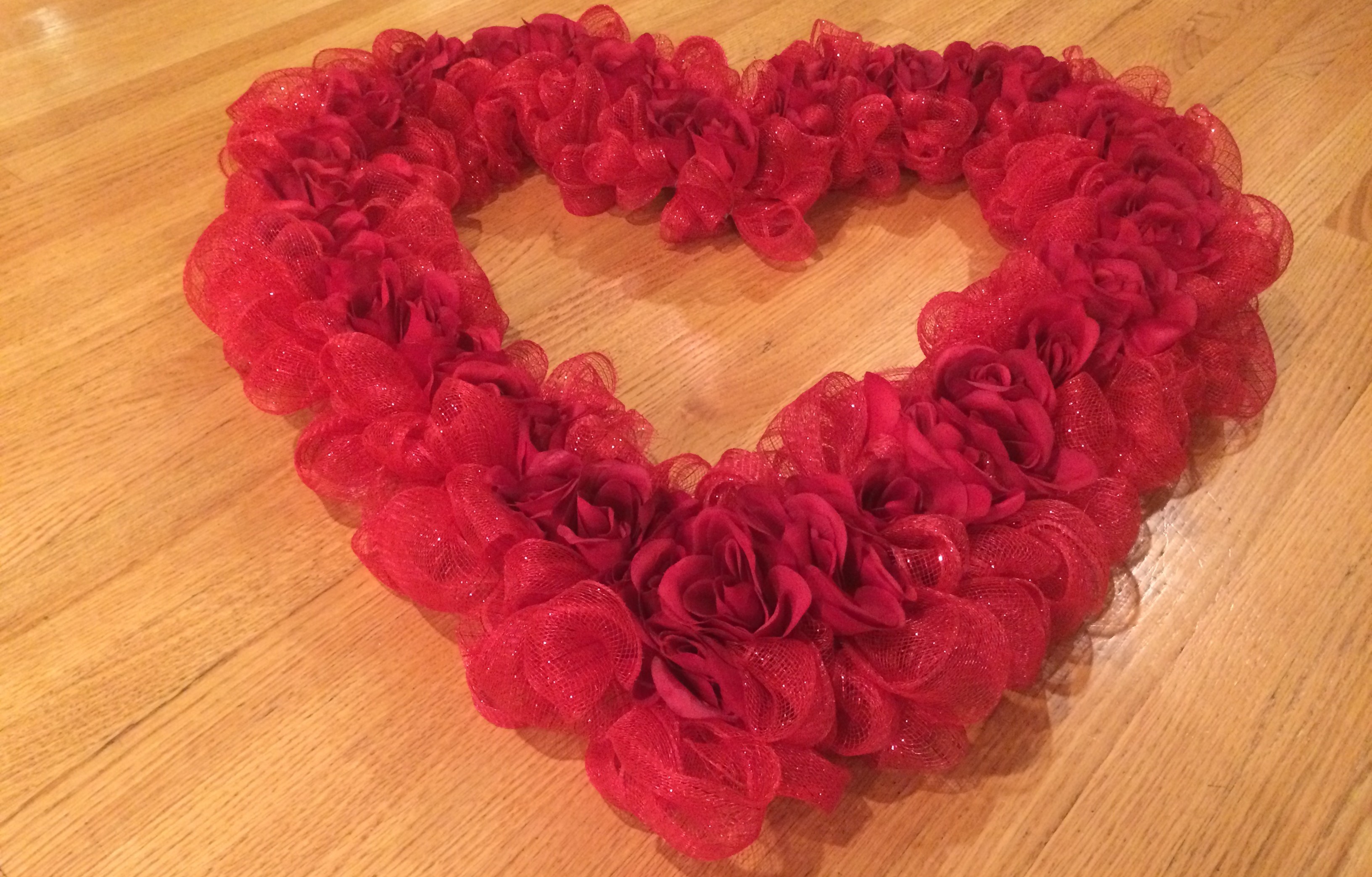 Roses and Mesh Valentine’s Wreath